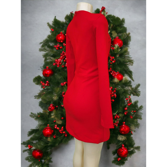 60% OFF NWT ZARA Red Draped Mini Dress Long Sleeve Small MSRP $159 BLOGGER'S - Picture 5 of 9